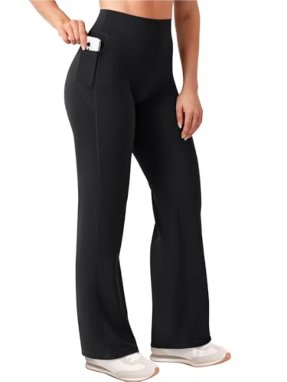 Straight Leg Workout Leggings with Pockets High Waist Wide Leg Yoga Pants